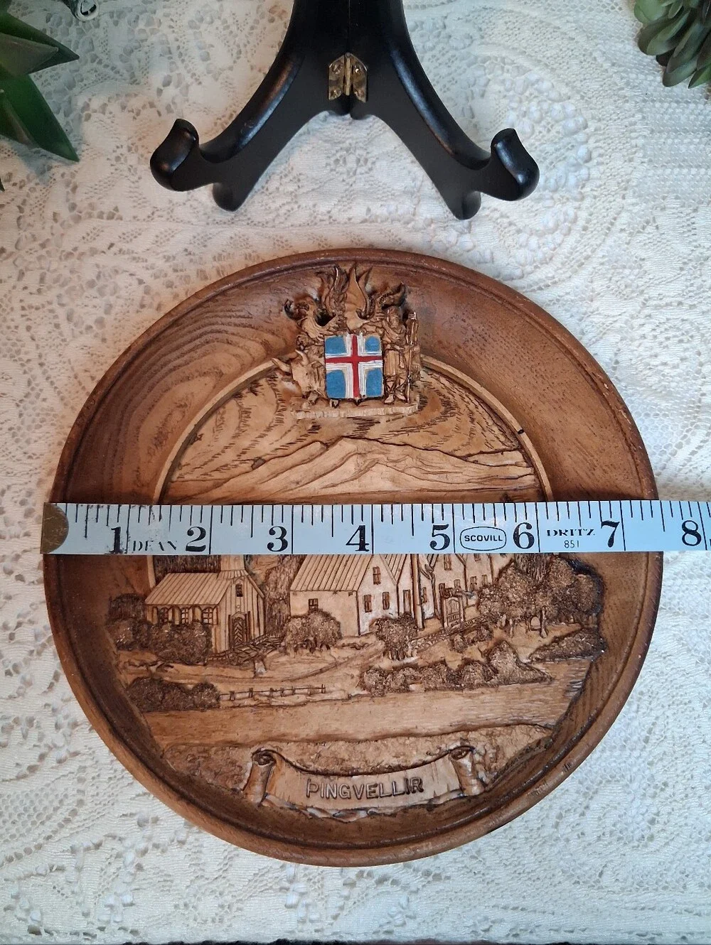 Vintage Icelandic Pingvellir(Thingvellir) Wood/Resin Wall Plaque Coat Of Arms